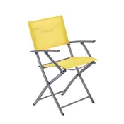 Sedia da giardino senza cuscino Emys NATERIAL pieghevole con braccioli in acciaio con seduta in textilene giallo