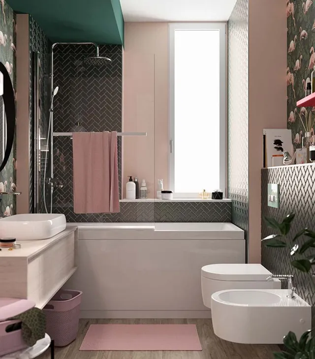 Carta da parati e colore: protagonisti di un bagno da personalizzare - Leroy Merlin