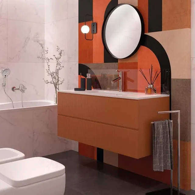 Lo stile contemporaneo di un bagno colorato - Idea Leroy Merlin