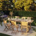 Set tavolo e sedie Solaris NATERIAL in legno per 6 persone, beige