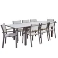 Set tavolo e sedie Lyra NATERIAL in alluminio per 8 persone, marrone