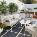 Salotto da giardino Orna NATERIAL in alluminio con cuscini in poliestere bianco per 5 persone