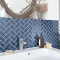 Mosaico porcellana Metro Dark Blue Chevron Glossy blu
