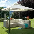 Gazebo Garden in ferro struttura grigio antracite, copertura ecru L 300 x P 300 x H 272 cm