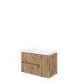 Mobile sottolavabo e lavabo Portofino rovere oro in mdf L 80 cm, 1 anta 2 cassetti