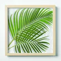 Stampa incorniciata su plexiglass Palm Leaves verde 30 x 30 cm