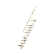 Scala salvaspazio passo giapponese Mini FONTANOT, larghezza 54 cm, struttura in acciaio bianco, gradini in legno faggio naturale