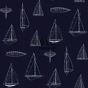 Carta da parati Barche blu scuro, 53 cm x 10 m