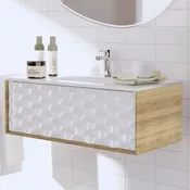Mobile bagno Neo rovere miele/bianco 3d L 90 cm