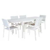 Tavolo da giardino allungabile Lyra NATERIAL in alluminio bianco con piano in vetro  per 8 persone 130/220x90cm