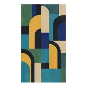 Carta da parati panoramica Art decò colore azzurro, 159 x 280 cm