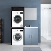 Mobile lavanderia con lavabo incluso fianchi grigio ombra opaco e ante laccato indaco opaco L 70 x P 49 x H 90 cm
