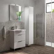 Set di mobili da bagno con lavandino e specchio Jnka bianco opaco L 64.5 cm