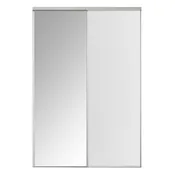 Kit anta scorrevole con binario OPTIMUM 2 ante bianco e specchio argento L 180 x H 270 cm