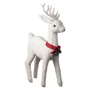 Figura natalizia bianco renna in poliestere H 92 cm