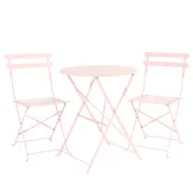 Set tavolo e sedie Flora NATERIAL in acciaio per 2 persone,  rosa