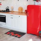 Tappeto Hollis Natale natale antiscivolo in pvc nero e rosso, L 75 x L 45 cm