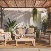 Salotto da giardino Solaris NATERIAL in legno marrone e con cuscini in poliestere grigio per 4 persone