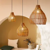 Lampadario Natura Elongo beige rattan E27 INSPIRE