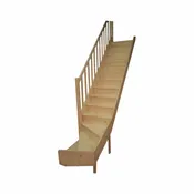 Scala a rampa ¼ di giro Delphis Sinistra larghezza 83 cm, struttura in legno abete naturale, gradini in legno grezzo