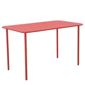 Tavolo da pranzo per giardino Cafe in acciaio con piano in alluminio rosso per 6 persone 70x120cm