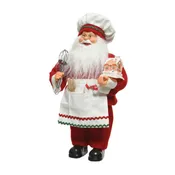 Figura natalizia rosso e bianco babbo natale in resina L 20 x P 10 x H 30 cm
