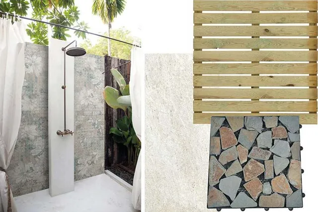 Idee per creare l’angolo doccia in giardino con le piastrelle decorative – Leroy Merlin