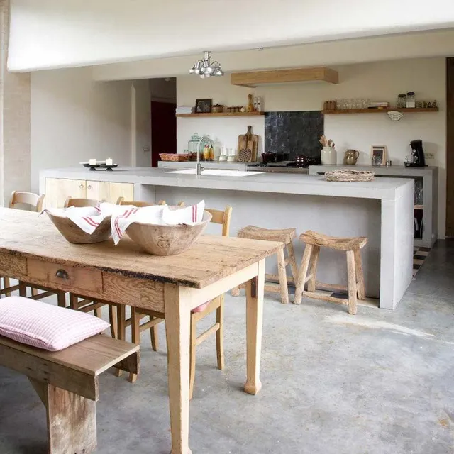 Legno e cemento: elementi base delle cucine di campagna in muratura, rustiche e moderne - maisonsdecharme