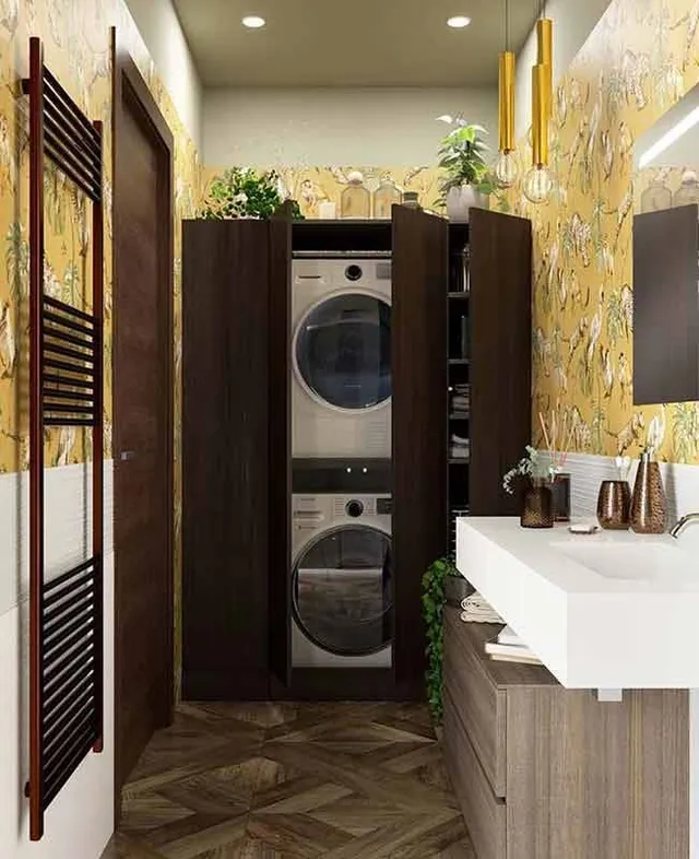 In un bagno sofisticato la lavanderia è completamente nascosta – Leroy Merlin