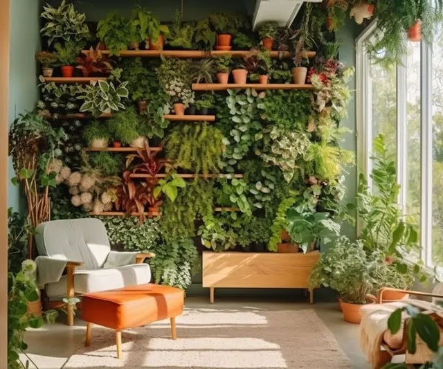 Il tuo salottino sarà ancora più rilassante con una bella parete verde: scopri quali piante utilizzare per crearne una - foto Leroy Merlin