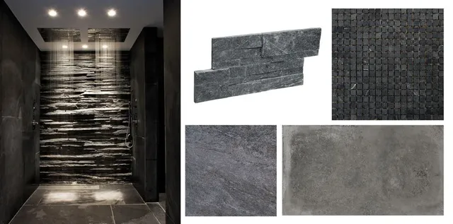 Rivestimento doccia effetto pietra nera per il bagno minimal – designlibrary e Leroy Merlin