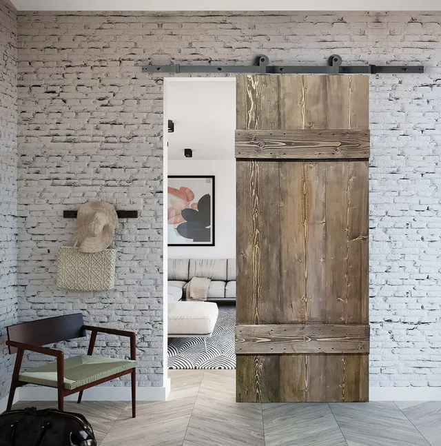 Ispirazione per arredare con la porta da fienile in legno grezzo – Leroy Merlin