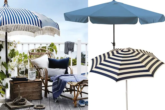 Delicate ombre blu con gli ombrelloni dalle tinte del cielo – shakemyblog.fr e Leroy Merlin