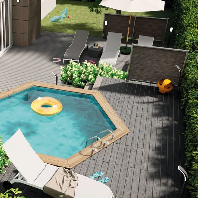 Organizzare la zona piscina come un  mini acquapark - ispirazione Leroy Merlin