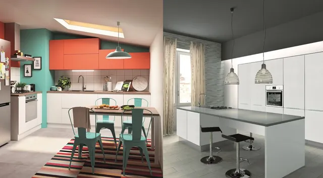 Due stili diversi per una cucina senza maniglie – foto Leroy Merlin