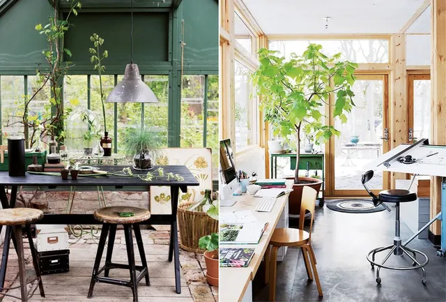 Il giardino d’inverno può diventare lo spazio ideale per lavorare stando in famiglia – mydomaine.com e elledecoration.se