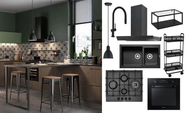Elettrodomestici neri per la cucina in Stile Industriale –Leroy Merlin