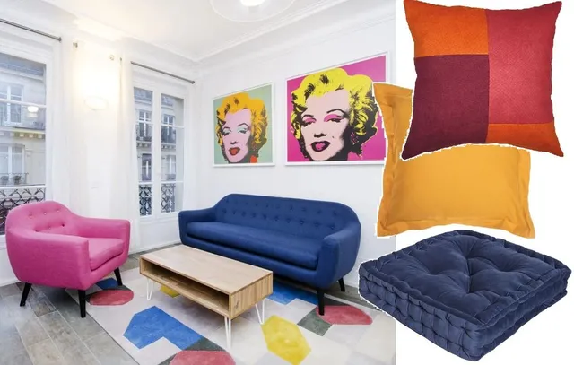 Completa con tessile coordinato il tuo soggiorno Pop – foto Pianetadesign e Leroy Merlin