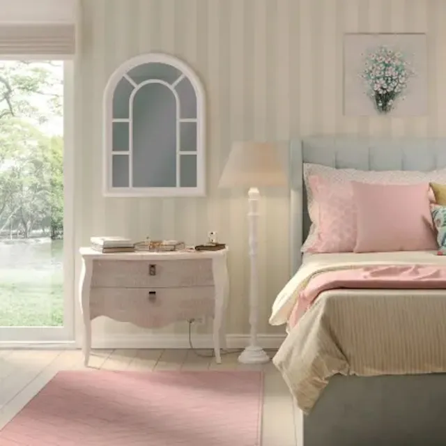 Abbina il letto di legno country a tessuti pastello - Idea Leroy Merlin