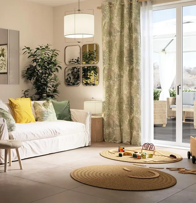 Ispirazione per arredare il soggiorno con un tappeto tondo in juta – Leroy Merlin